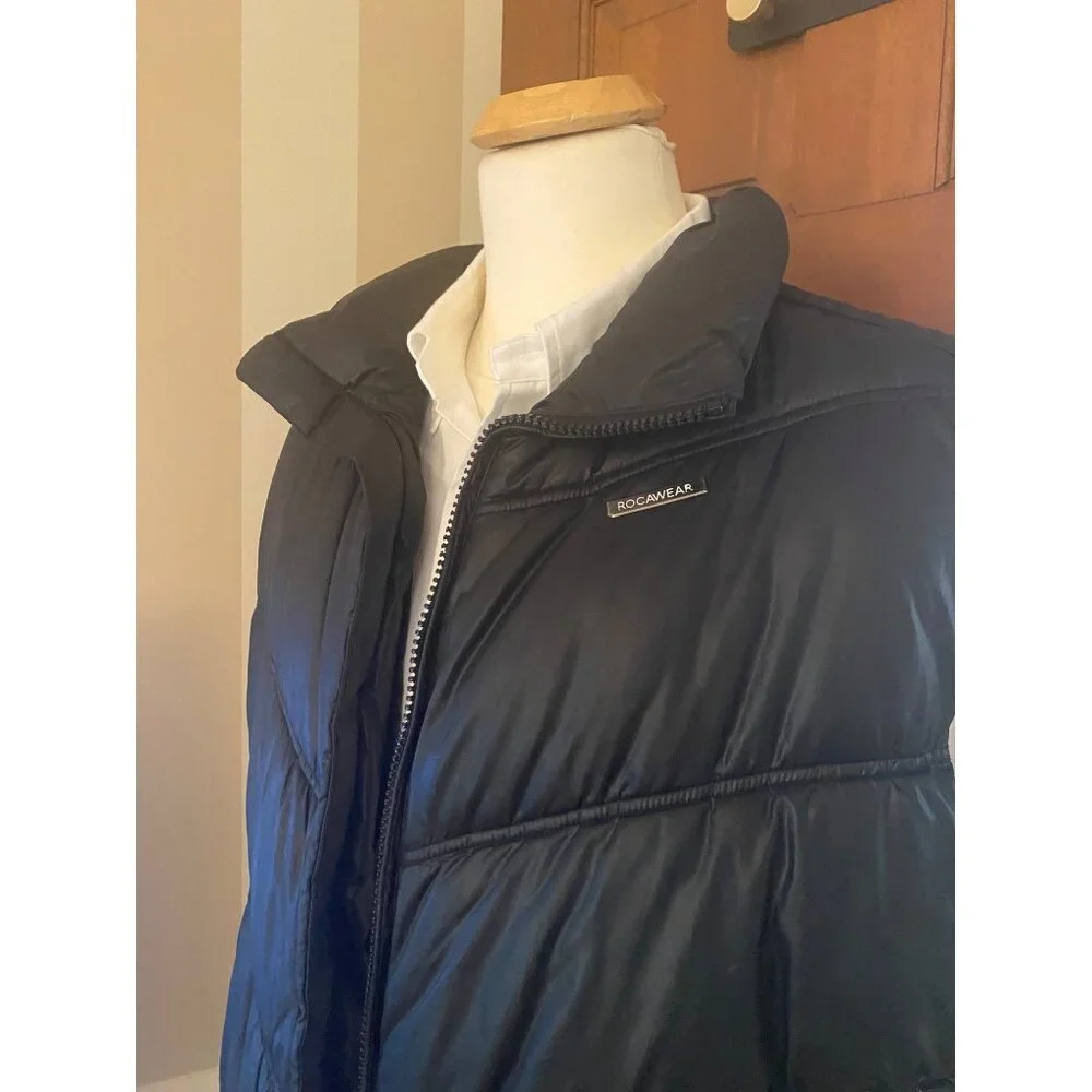 ROCAWEAR‎ Men's 2XL XXL Sleeveless Puffer Vest Black Full-Zip Streetwear Hip Hop